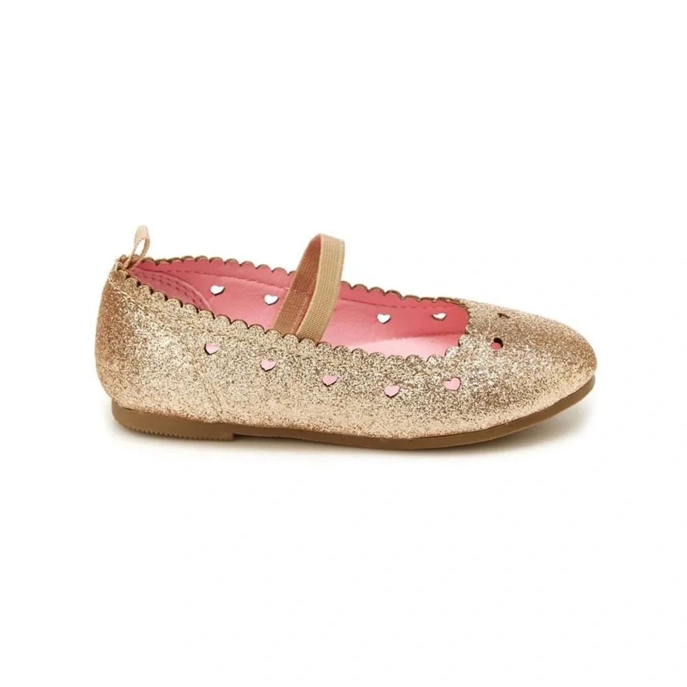 NWOT Carters Gold Sparkle Ellaria Mary Jane Flats Dress Shoes Size 4
